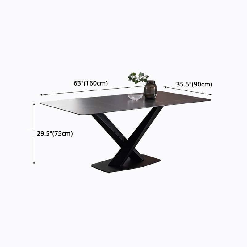 Modern 1/4/5/7 Pieces Dinette Set with Black Sintered Stone Top Rectangle Dining Table Set