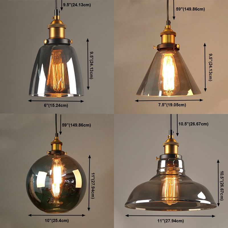 Classic Industrial Style Pendant Light Glass 1 Light Pendant Light Kit