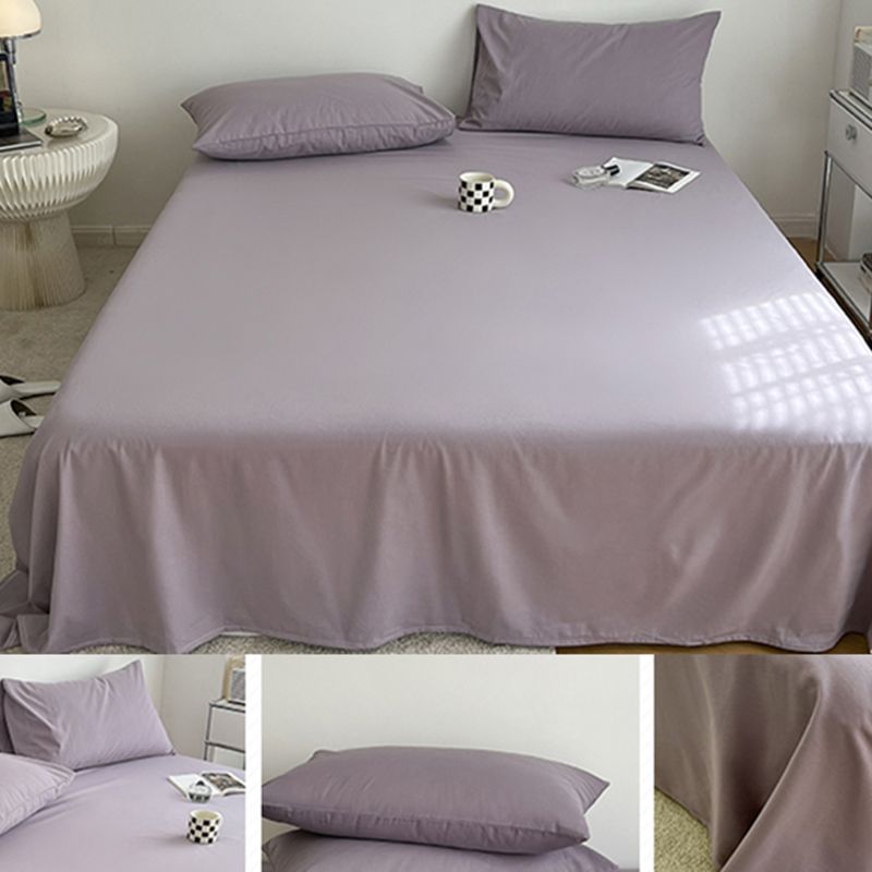 Cotton Plain Bed Sheet Breathable Fade Resistant Bed Sheet Set