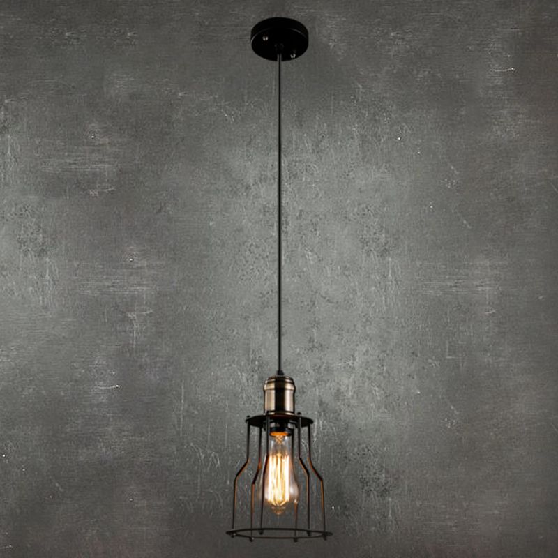 Lámpara colgante decorativa de estilo industrial retro luz negra de hierro negro luz colgante para barra de restaurantes