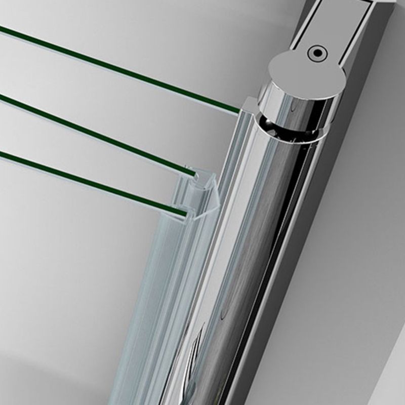 Silver Tempered Glass Folding Hinge Frameless Shower Bath Door