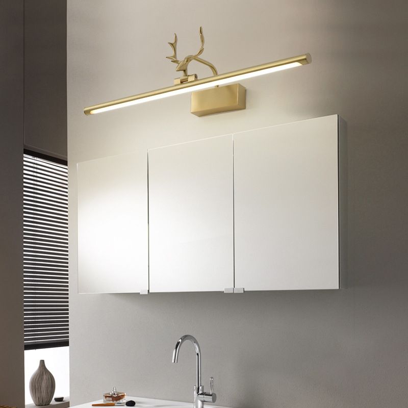 Acrylic LED Vanity Light in Modern Style Metal Linear Wall Light in Gold