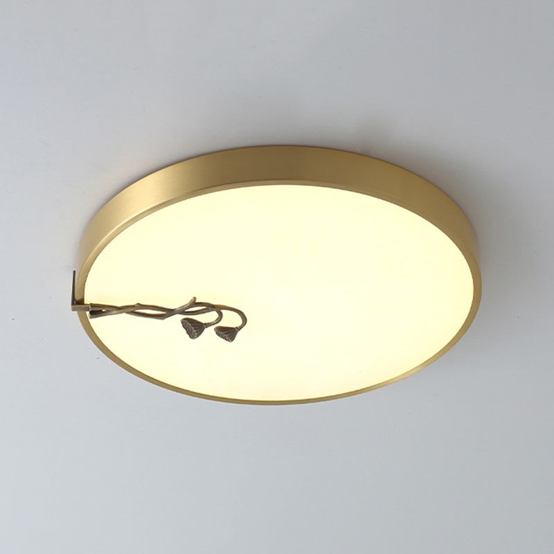 1-Light Drum Flush Mount Modern Metal Flush Light for Bedroom