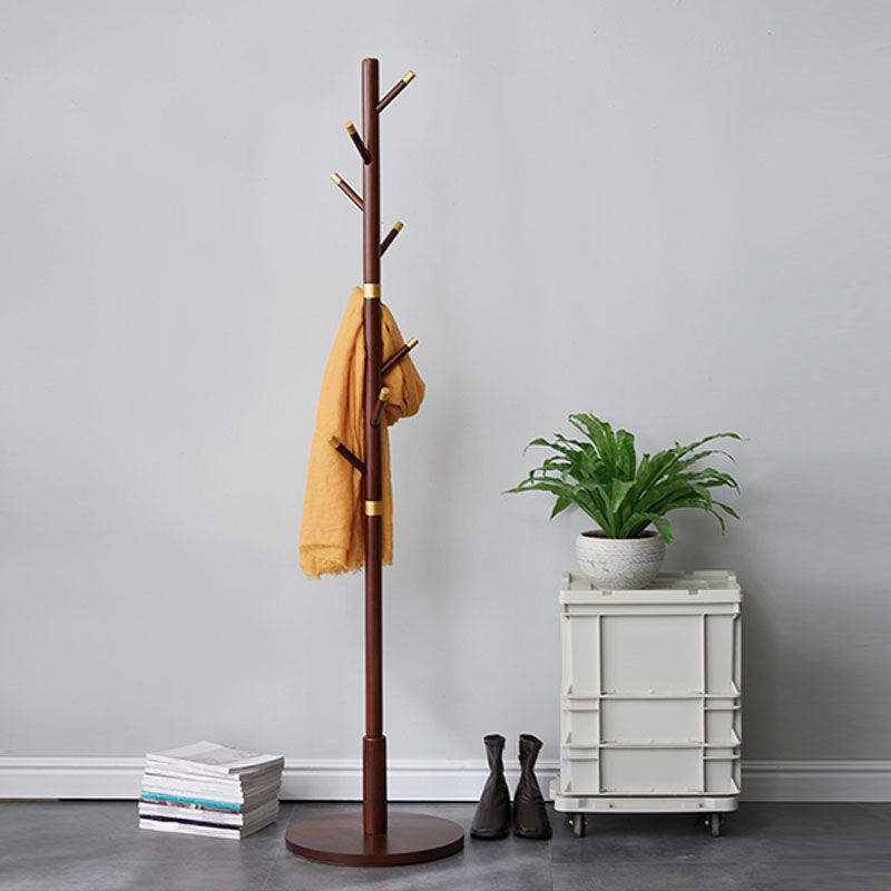 Modern Coat Hanger Wood Hall Tree Free Standing Coat Rack with Hooks