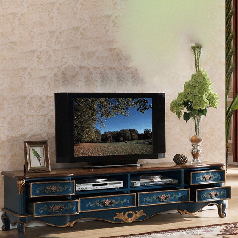 Traditional Style TV Cabinet Birch Wood TV Stand with 6 Drawers