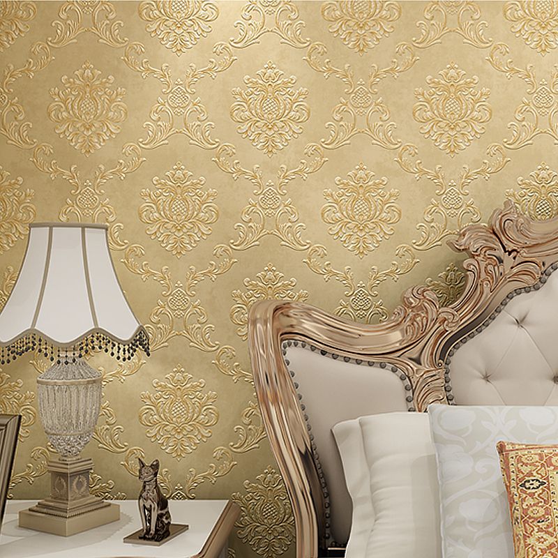 Moisture Resistant Jacquard Wallpaper Embroidered Retro Style Wall Covering for Home