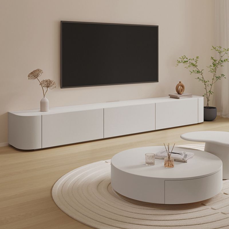 Modern Wood TV Stand Console White TV Media Stand with Drawers for Living Room