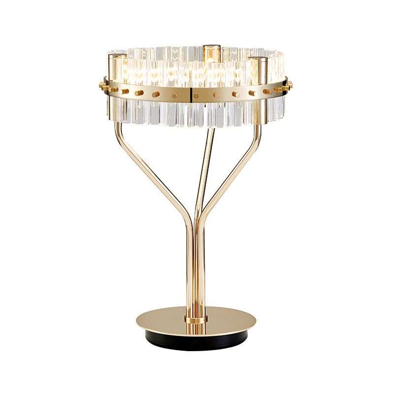 Luce cilindrica a LED Light Contemporary Beveled Crystal Night Table Lampada in oro