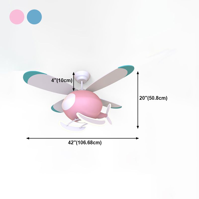 Metal Airplane Flush Mount Light Modern Colorful LED Fan Light for Kid's Room