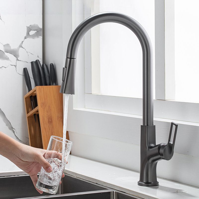 Modern Kitchen Faucet Brass Pulldown Sprayer Swivel Spout Kitchen Sink Faucet