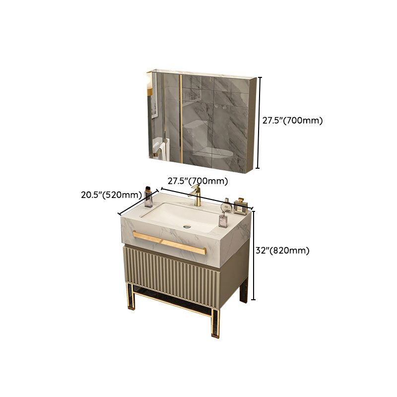 Glam Vanity Set Drawers Single Sink Freestanding Rectangle Bathroom Vanity with Mirror