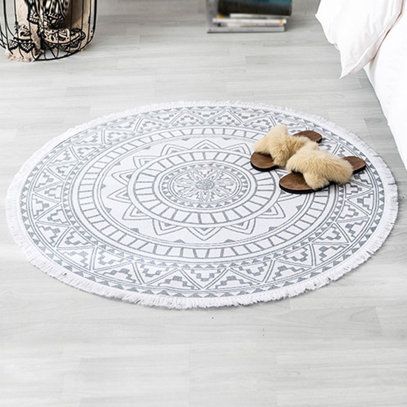 Moroccan Geometric Printed Rug Multi-Color Cotton Area Carpet Easy Care Pet Friendly Indoor Rug for Bedroom