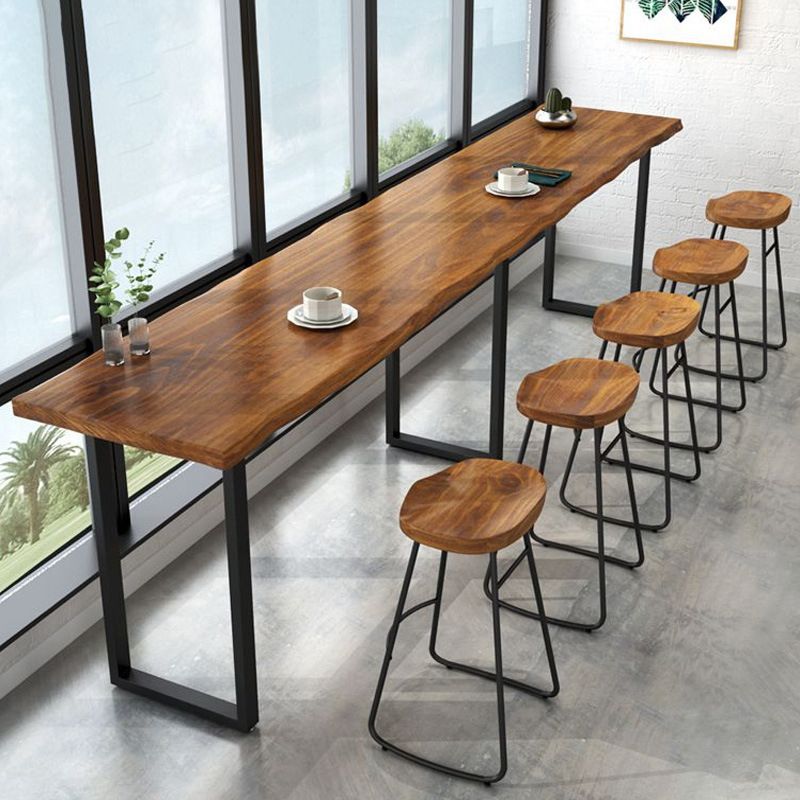 Restaurant Rectangle Wood Top Counter Table Industrial Style Bar Table