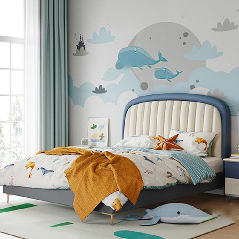 Modern Leather Standard Bed Upholstered Headboard No Theme Kids Bed