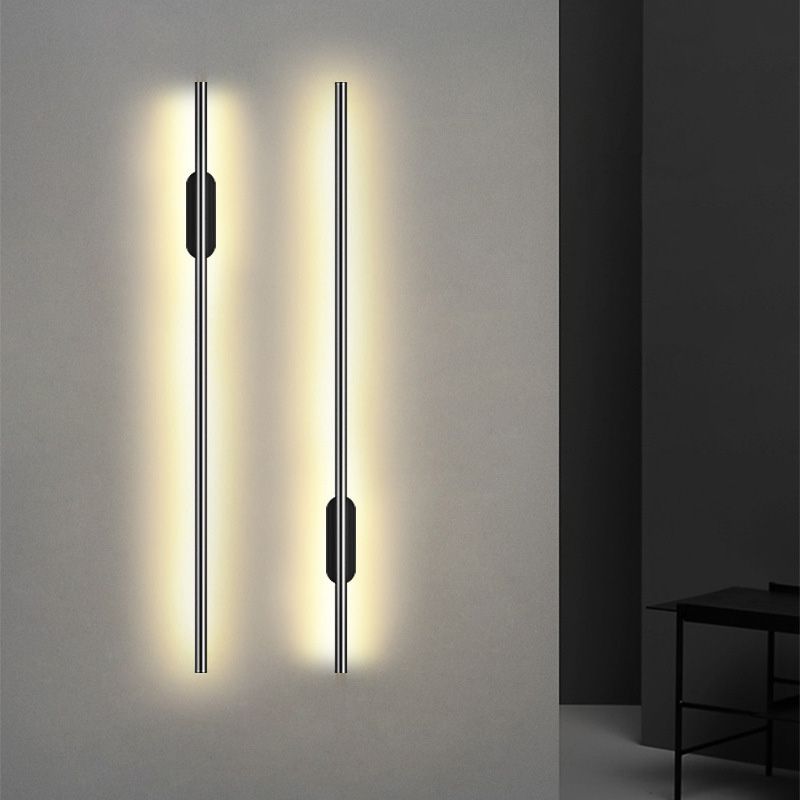 Aparte de la lámpara de pared LED de varilla negra Luz de apliques metálico de estilo simple para sala de estar