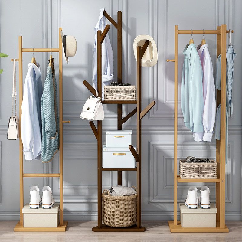 Gorgeous Free Standing Coat Rack Hanging Rail Hooks with Storage Shelf