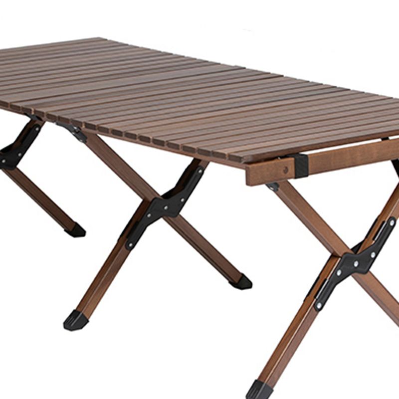 Metal and Wood Patio Table Modern Outdoor Outdoor Foldable Camping Table