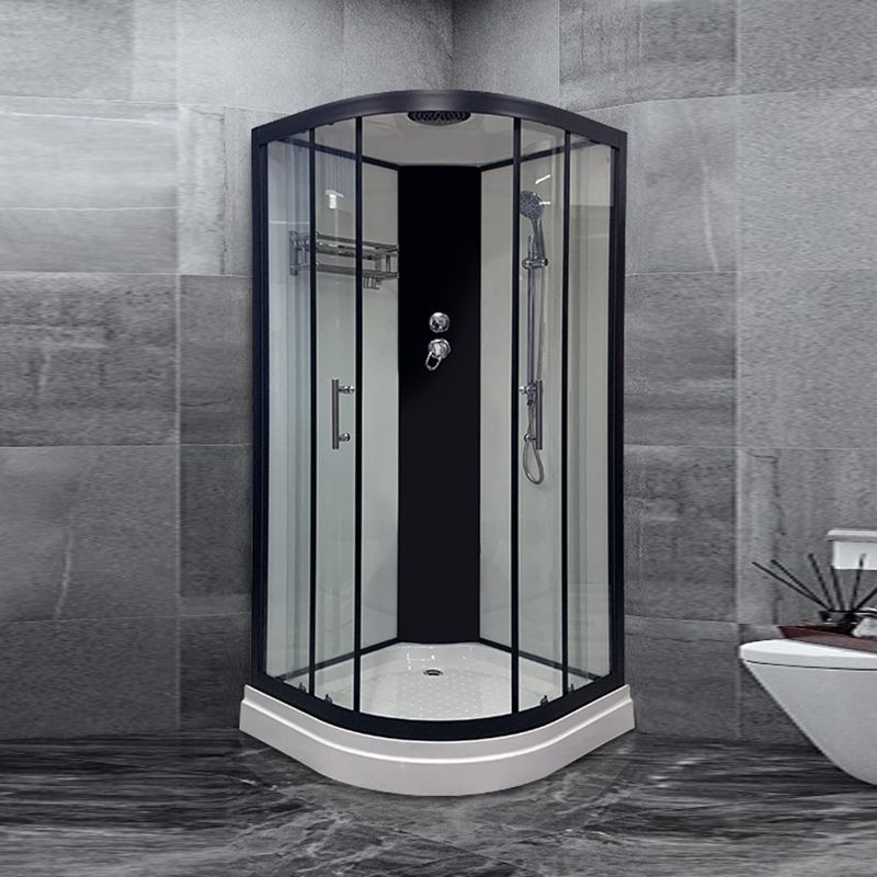 Round Shower Stall Corner Double Sliding Tempered Glass Shower Stall