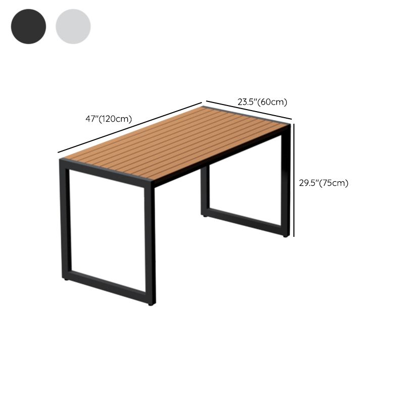 Modern Rectangle Wood Courtyard Table Waterproof Outdoor Table