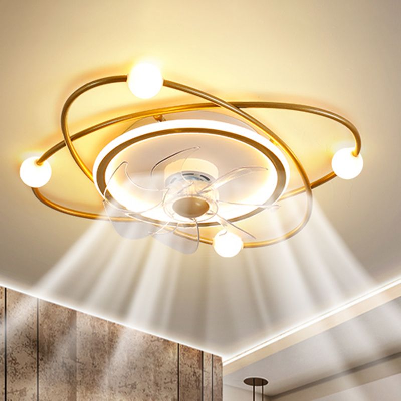 Modern Metal LED Ceiling Fan Light Creative Flush Mount Light for Living Room