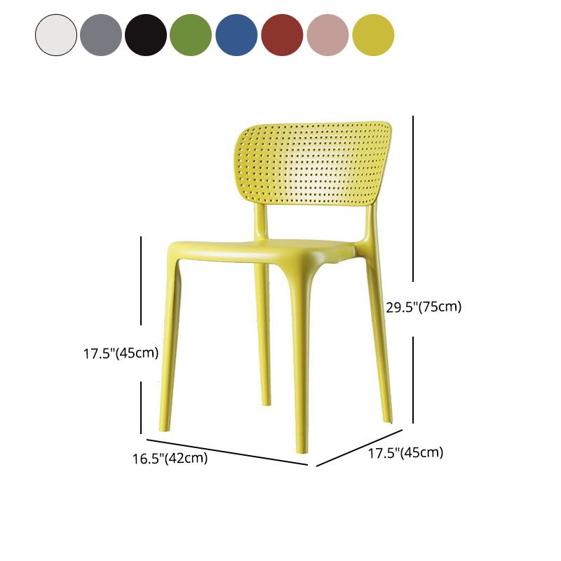 Contemporary Plastic Armless Chair Kitchen Dining Room Open Back Chair