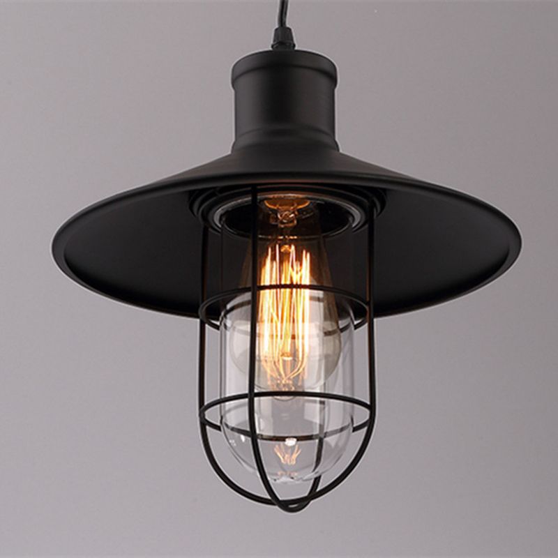 Metal Black Ceiling Pendant Light Cage Shade Industrial Style Suspended Lighting Fixture