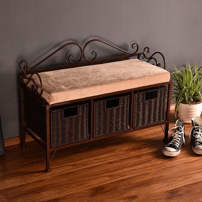 Rectangle 13.8" Wide Entryway Bench Traditional Upholstered Seating Bench with Cushioned