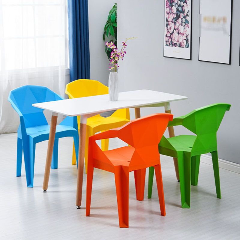 Contemporary Style Stackable Chair Dining Arm Chair with Plastic Legs