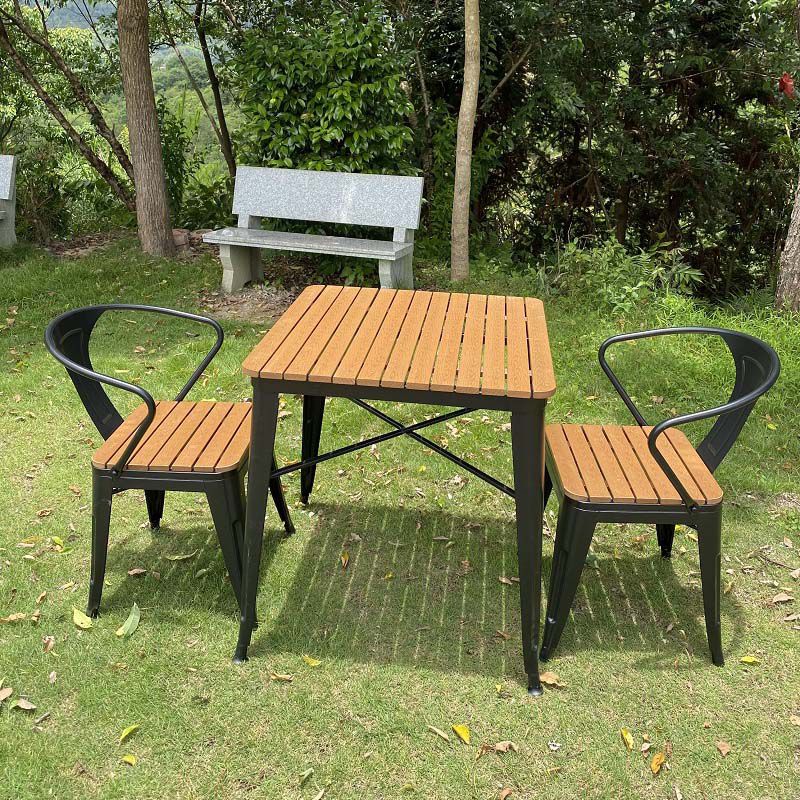 Modern Waterproof Geometric Courtyard Table Wood Outdoor Table