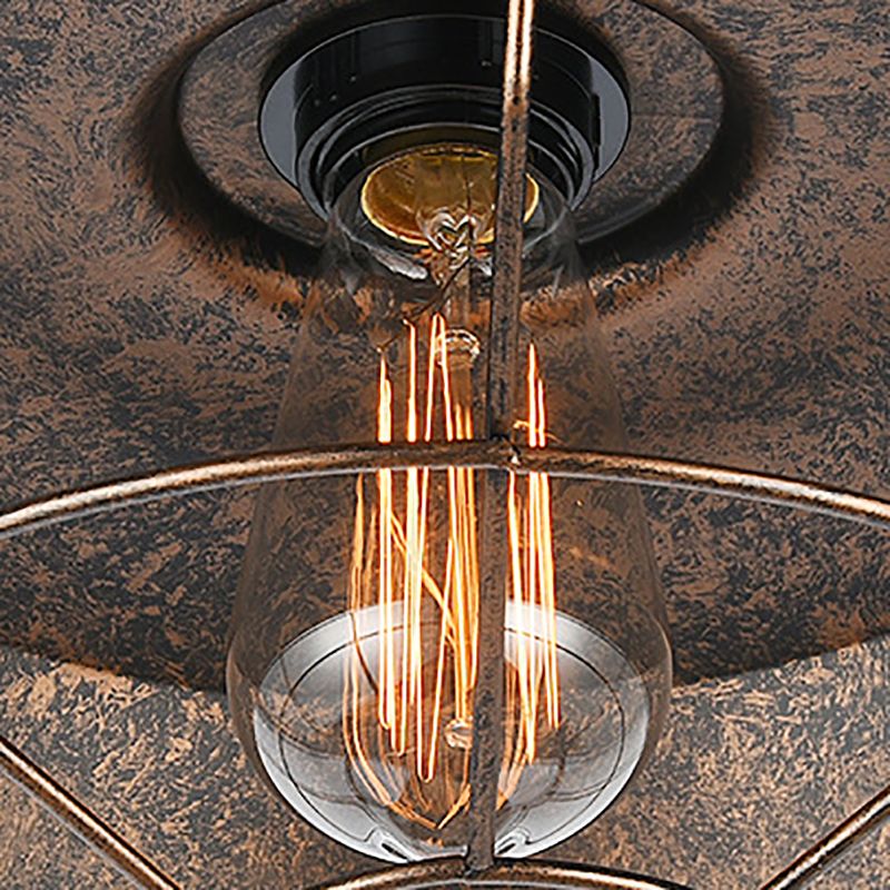 1 Light Caged Hanging Light Retro Industrial Style Metal Pendant for Restaurant