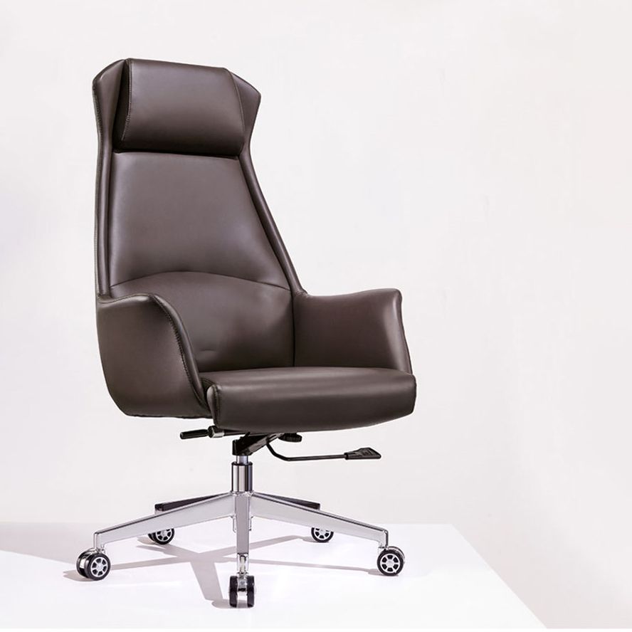 Modern Desk Chair High-Back Leather Computer Chair with Wheels