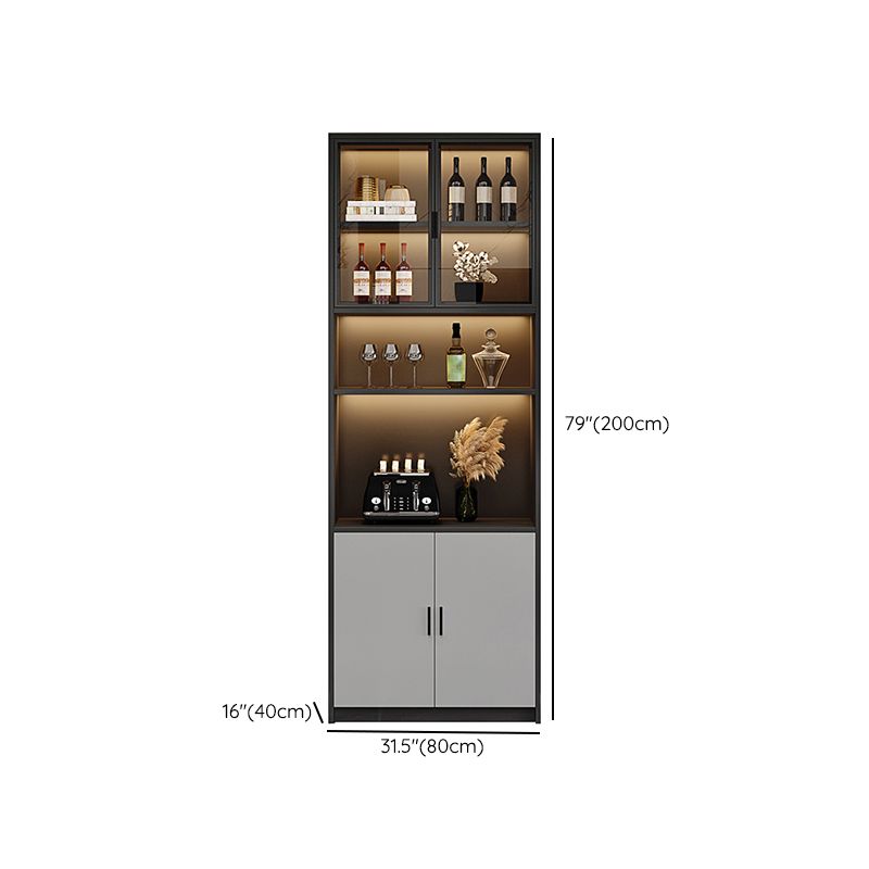 Modern Floor Wine Rack Glass Door Wine Bottle Rack for Living Room, without Lights