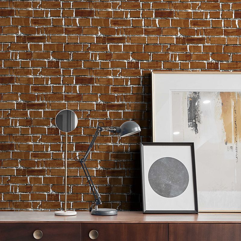 Industrial Brick Look Wallpaper Roll Red Brown Peel and Stick Wall Covering for Home