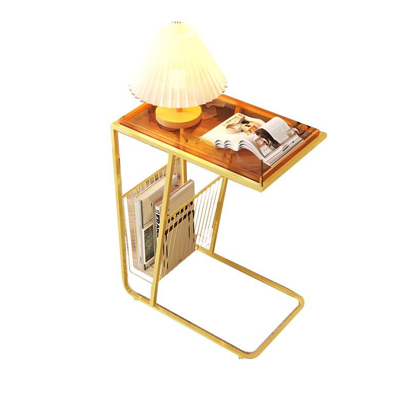 Modern Acrylic and Metal Night Table Open Storage Bedside Cabinet for Bedroom