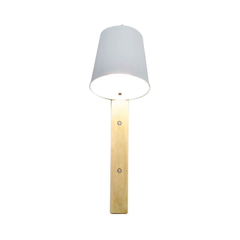 Lámpara de pared de campana de metal moderna 1 cabeza de luz negra/blanca luminosa con placa posterior de madera rectangular