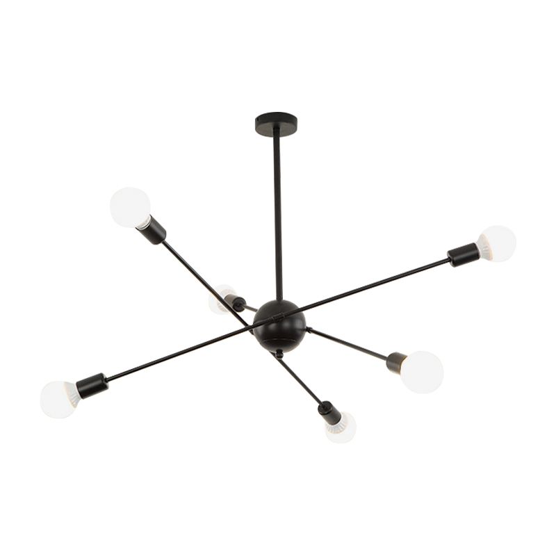 Study Room Firework Chandelier Light Metallic Simple Style Suspension Light in Black