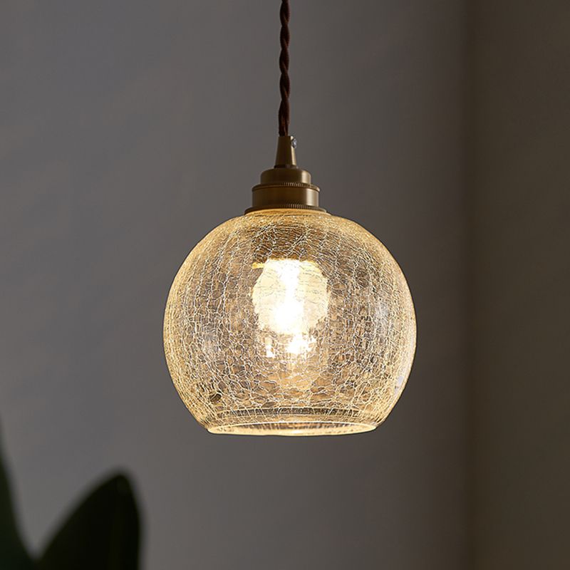 1 Light Spherical Pendant Lamp Vintage Industrial Crackled  Glass Hanging Lamp for Living Room