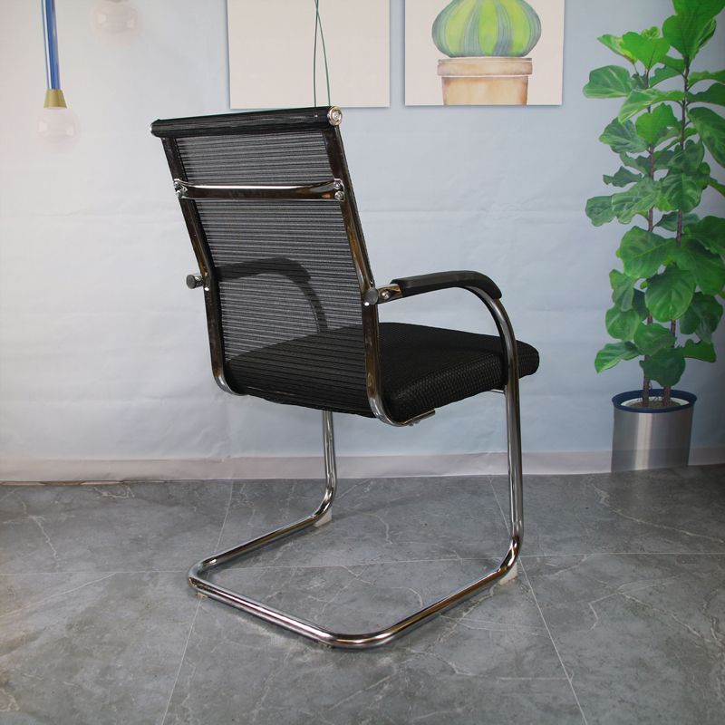 Modern Black and Beige Metal Desk Chair with Mid Back Home Office Chair