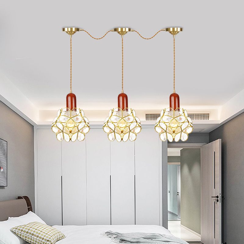 Metal Gold Cluster Cindant Light Floral Floral 3/5/7 Heads Tradition Serie Connection Lampada a soffitto sospeso