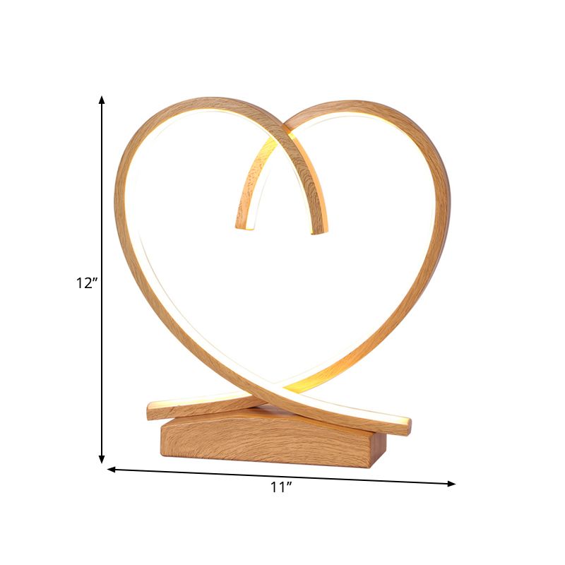 Loving Heart Wooden Night Table Light Simplicity Black/White/Wood LED Desk Lighting for Sleeping Room