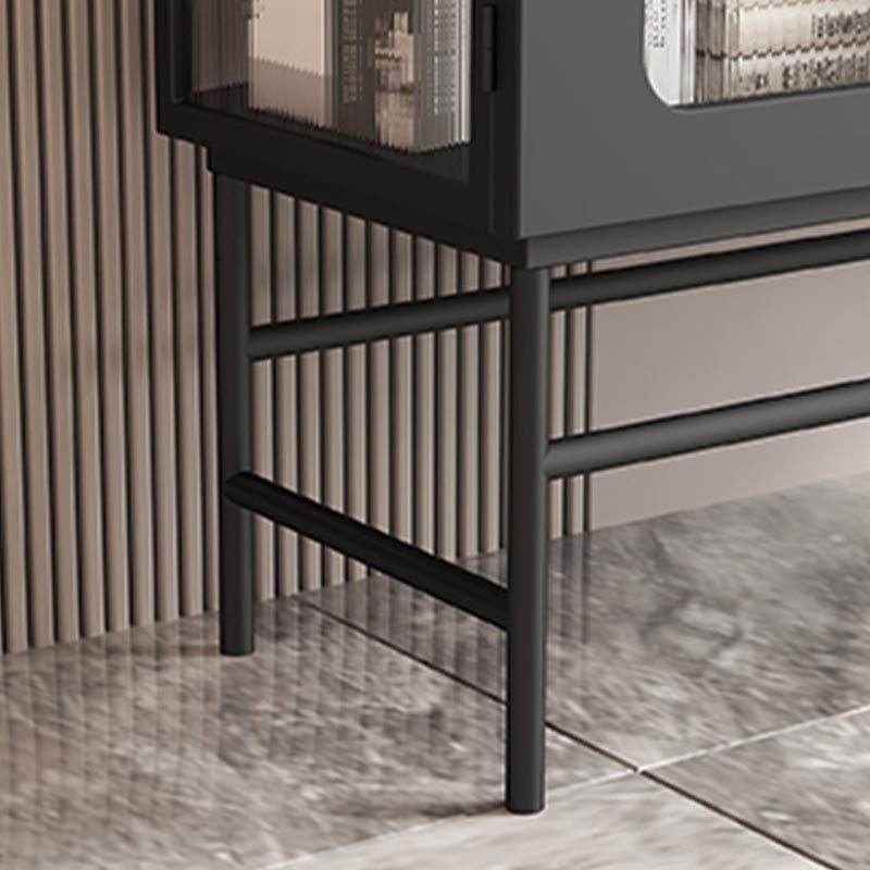 Modern Metal Dining Server with Cabinets Matte Finish Sideboard with Legs