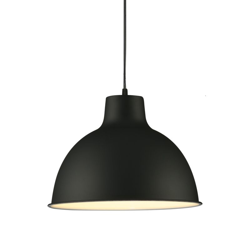 Light de plafond dôme de style loft 12 "/ 14" dia 1 lampe suspendue en métal clair avec cordon réglable en noir / blanc