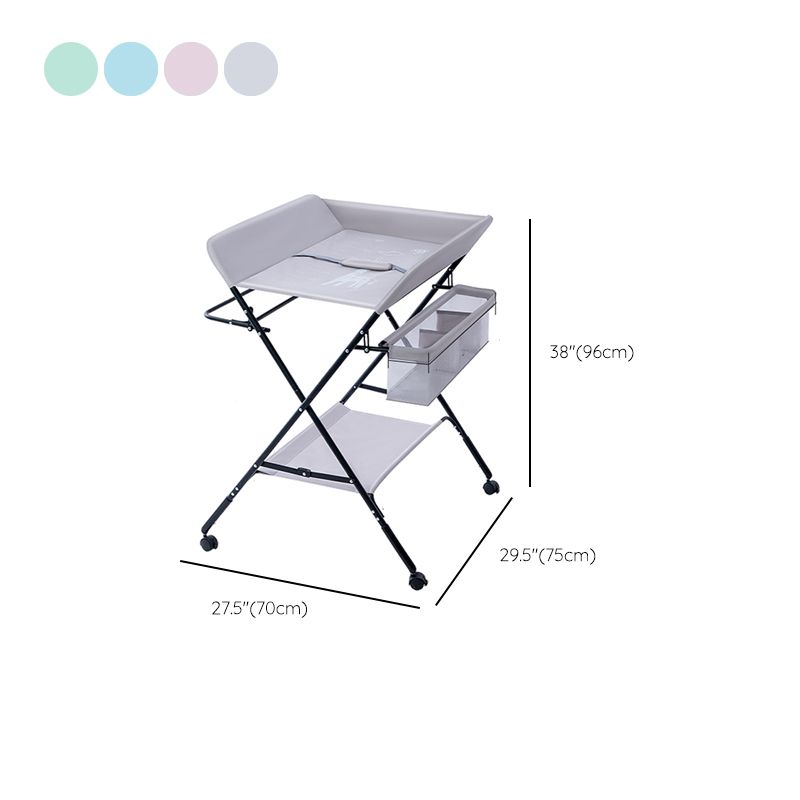 Folding Baby Changing Table Basket Portable Changing Table with Pad