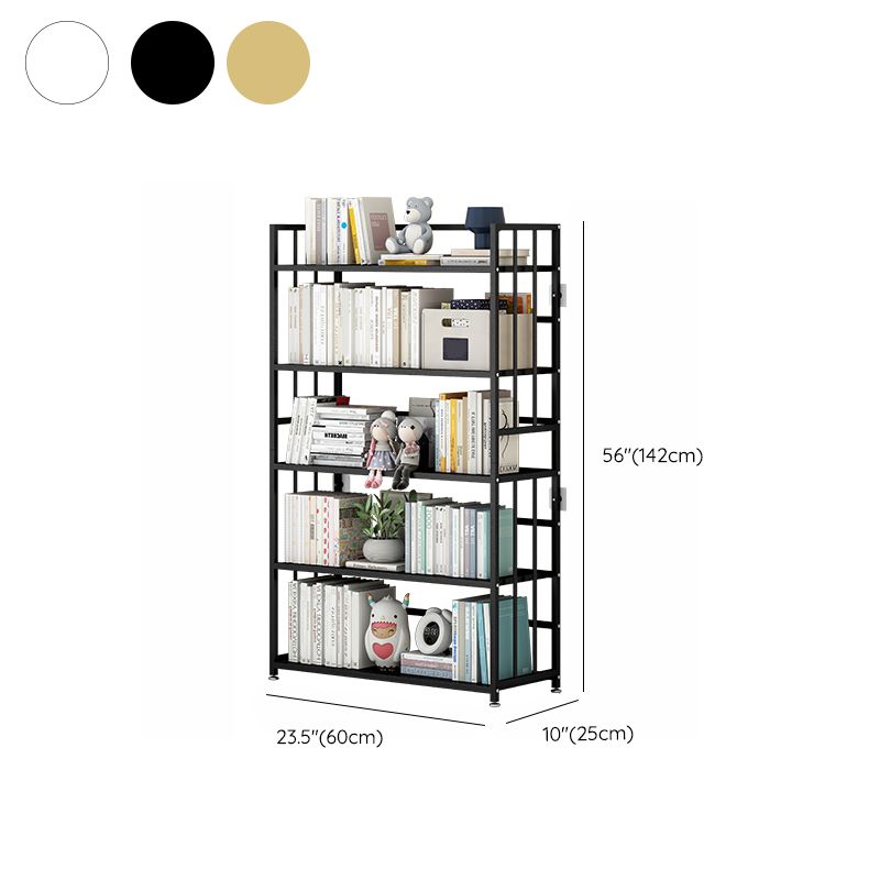 Closed Back Standard Bookshelf Modern Metal Rectangle Shelves Bookcase