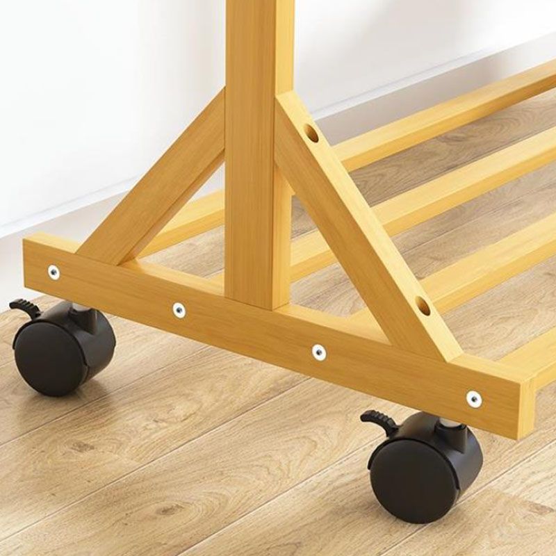 Classic Wood Clothes Hanger Free Standing Coat Rack with Castors