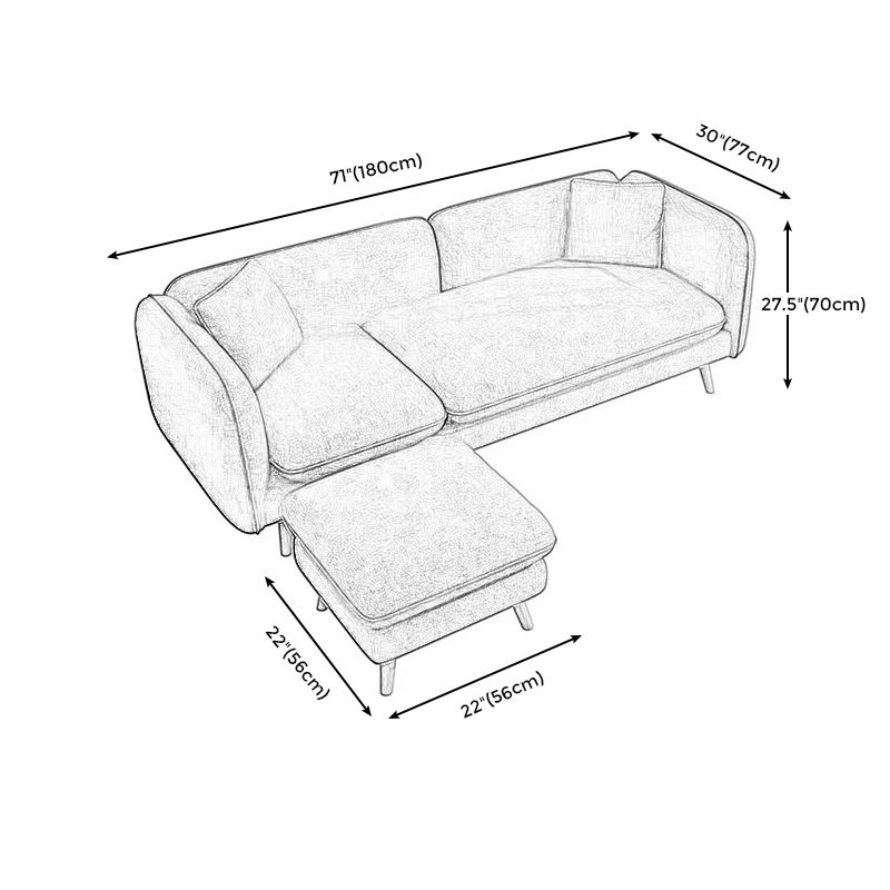 Tight Back Linen Blend Sofa Slipcovered Sectional with Straight Arm for Living Room