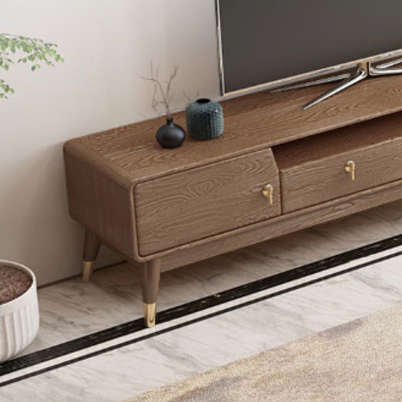 Solid Wood TV Media Console Scandinavian Stand Console with Drawers