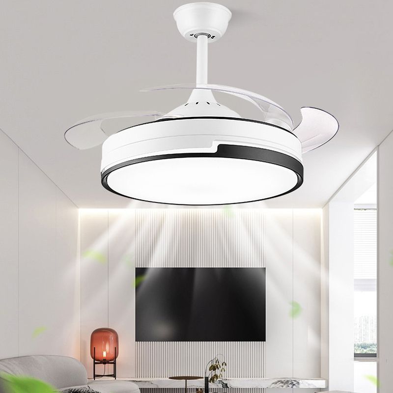 Modern Simple Iron Ceiling Fan Lamp Circle Shape LED Ceiling Fan Light for Bedroom