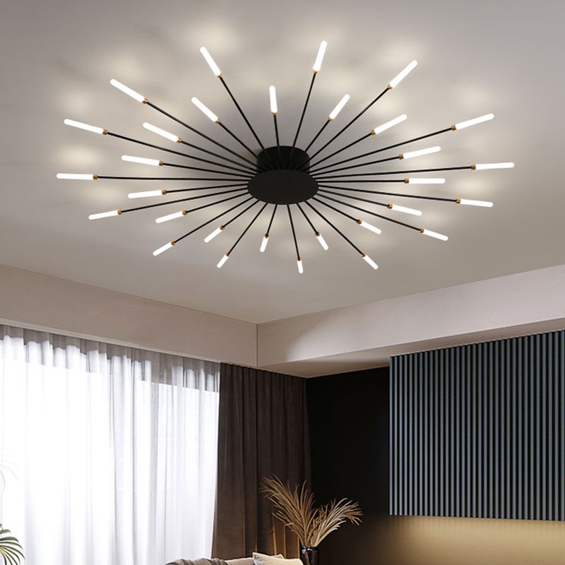 Modern Style Linear Shade Ceiling Lamp Metal 1 Headed Ceiling Lighting for Living Room