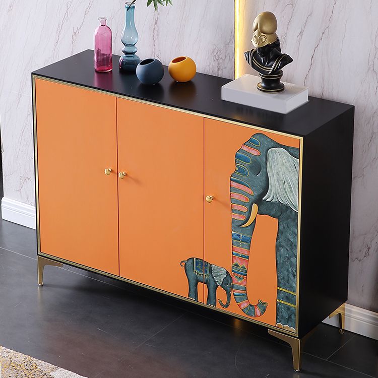 47.5"L Glam Engineered Wood Credenza Orange Cabinets Dining Server for Living Room